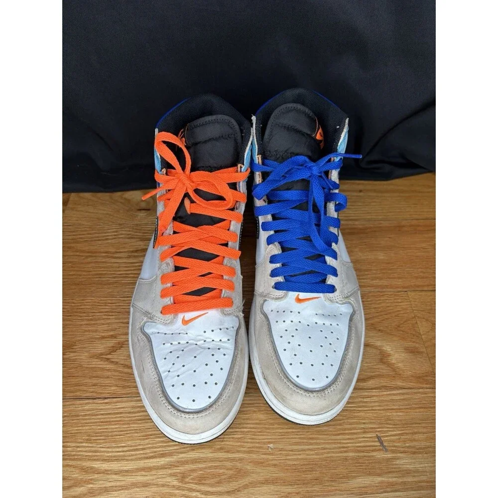 Jordan Air Jordan 1 Men’s High Top Lace-Up Basketball Sneakers White/Black/Blue